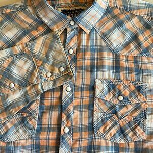 BKE Vintage 1967 Athletic Fit Plaid Snap-Front Long‎ Sleeve Shirt L